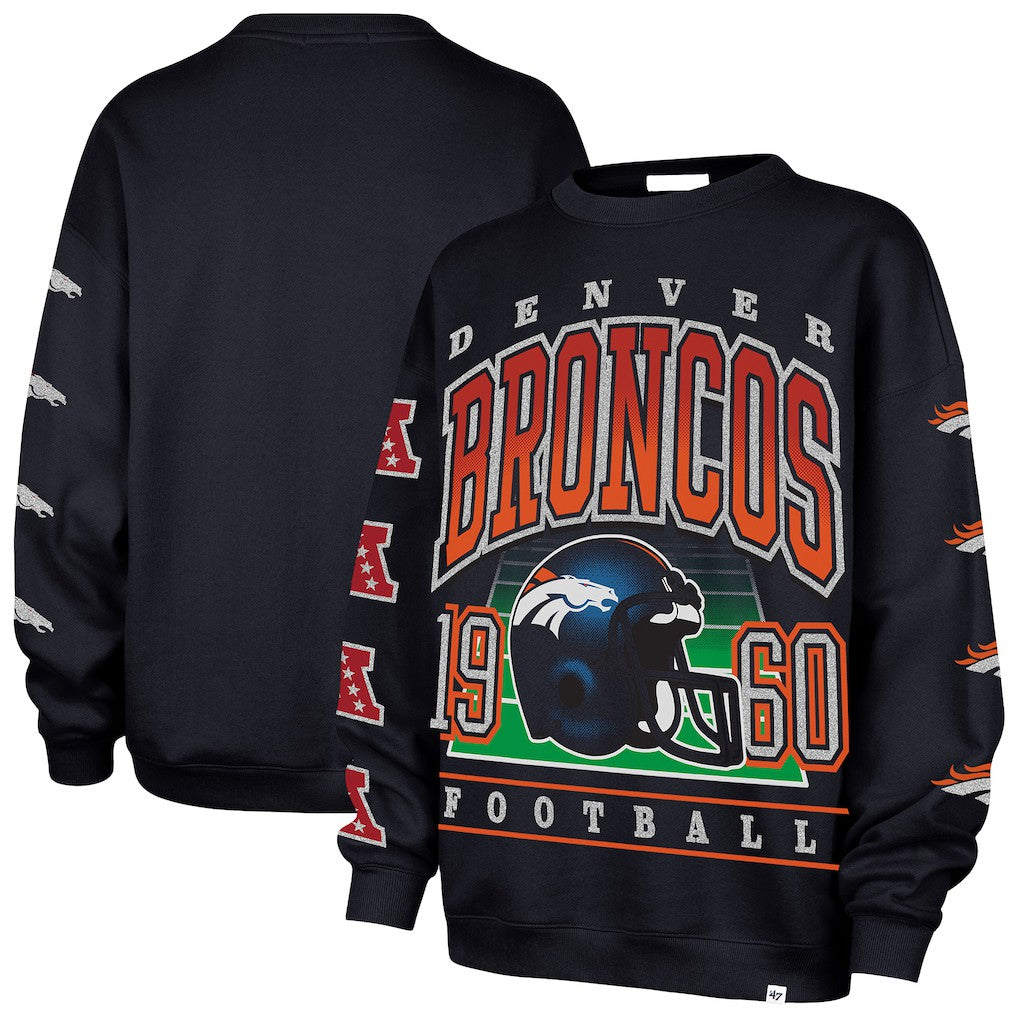 Denver Broncos '47 Women's Go Big Oversized Pullover Sweatshirt - Navy Pullover