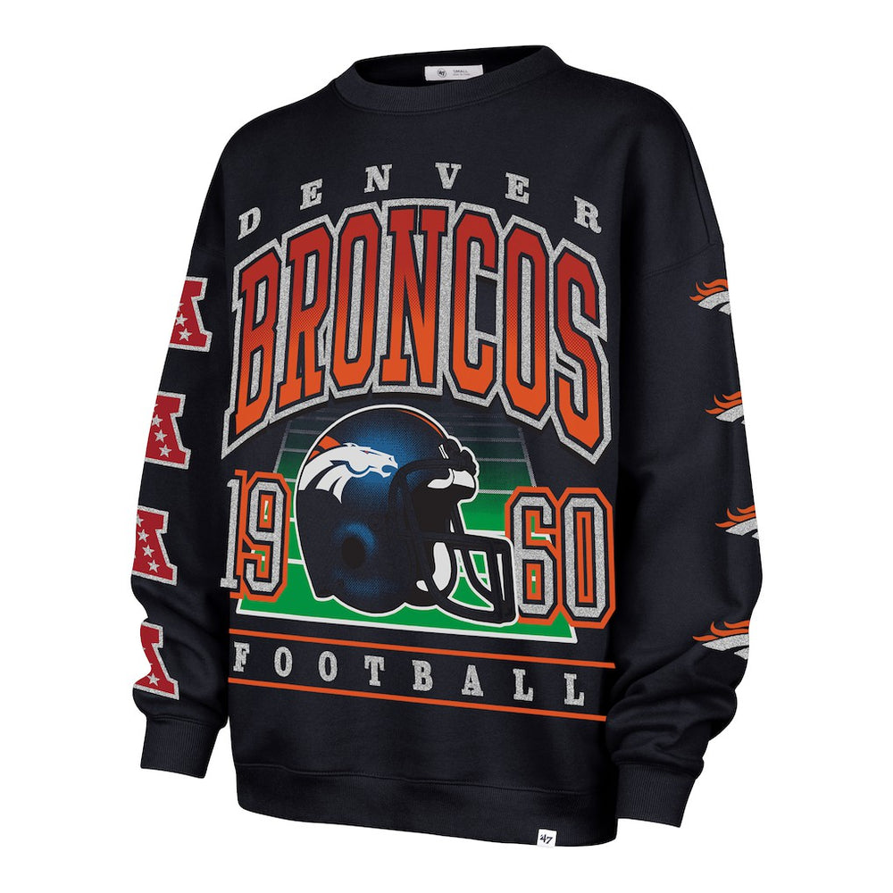 Denver Broncos '47 Women's Go Big Oversized Pullover Sweatshirt - Navy Pullover