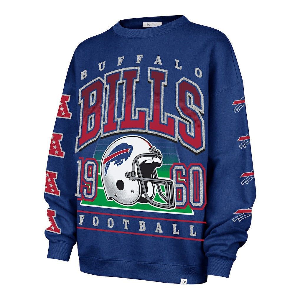 Buffalo Bills '47 Women's Go Big Oversized Pullover Sweatshirt - Royal Pullover