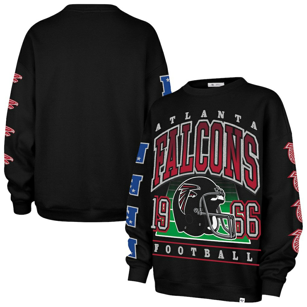 Atlanta Falcons '47 Women's Go Big Oversized Pullover Sweatshirt - Black Pullover