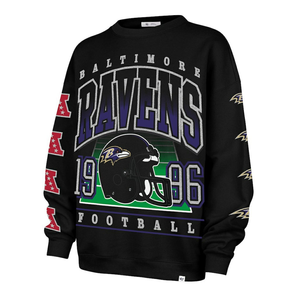 Baltimore Ravens '47 Women's Go Big Oversized Pullover Sweatshirt - Black Pullover