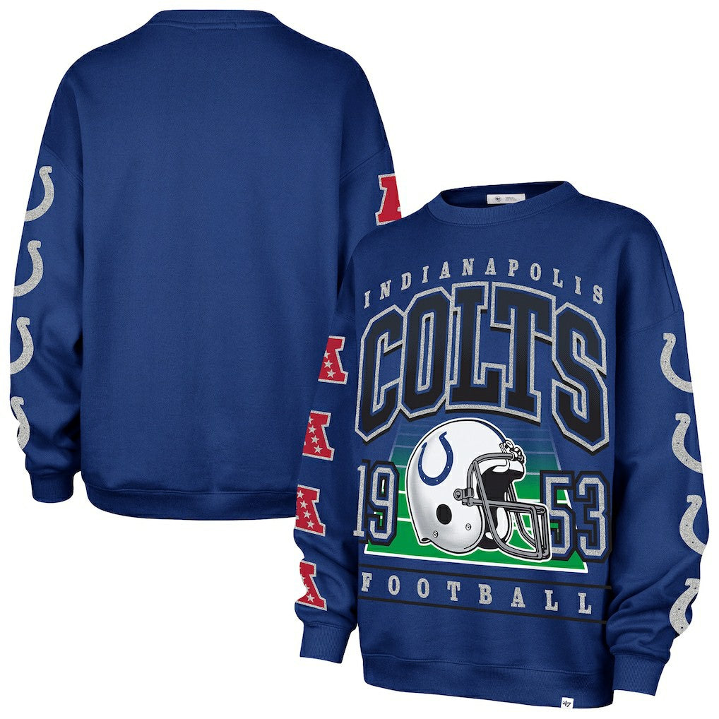 Indianapolis Colts '47 Women's Go Big Oversized Pullover Sweatshirt - Royal Pullover