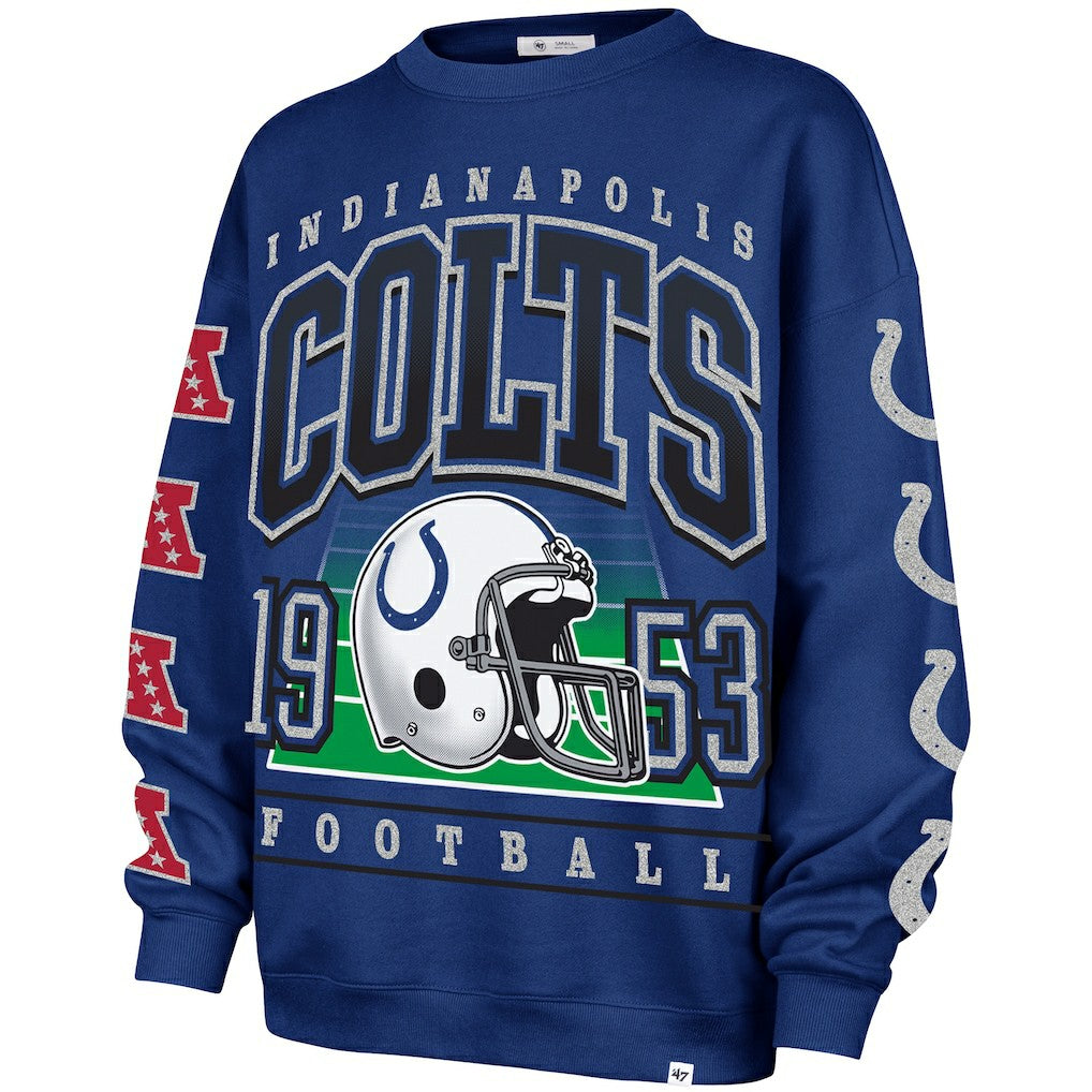 Indianapolis Colts '47 Women's Go Big Oversized Pullover Sweatshirt - Royal Pullover
