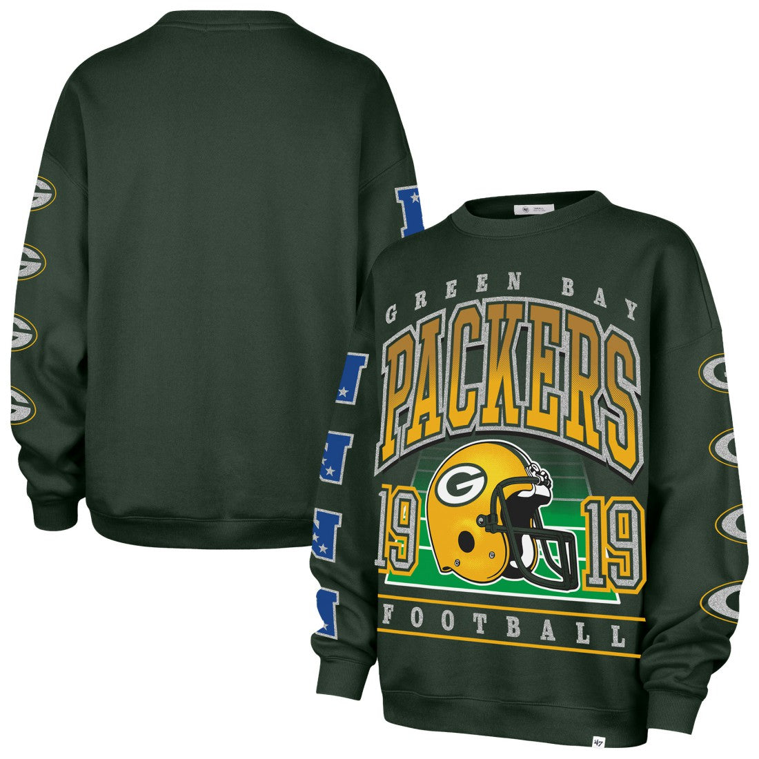 Green Bay Packers '47 Women's Go Big Oversized Pullover Sweatshirt - Green Pullover