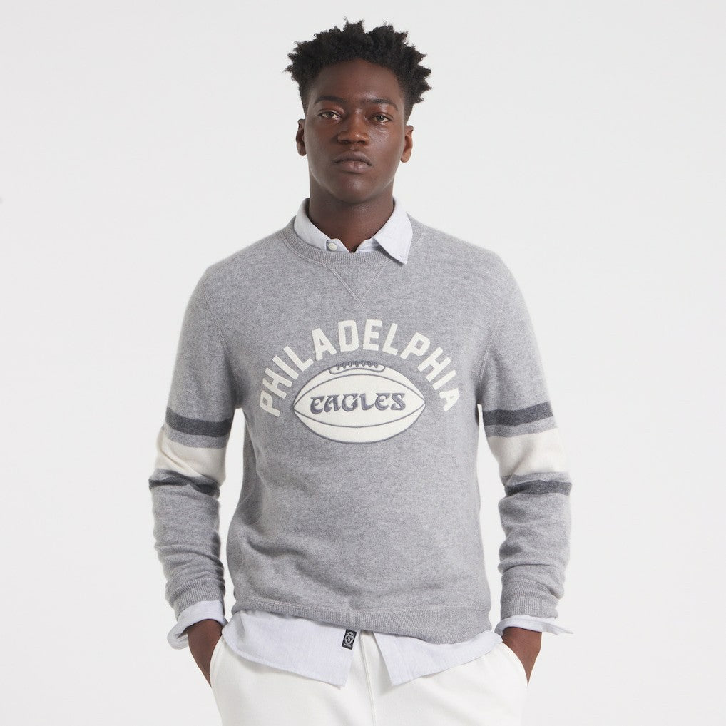 Philadelphia Eagles x Todd Snyder Cashmere Crew Sweater - Heather Gray