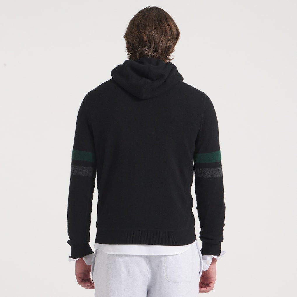 New York Jets x Todd Snyder Cashmere Hoodie Sweater - Heather Black Hoodies