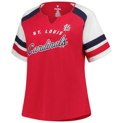 St. Louis Cardinals Profile Women's Plus Sized Arched Notch Neck T-Shirt - Red T-shirts