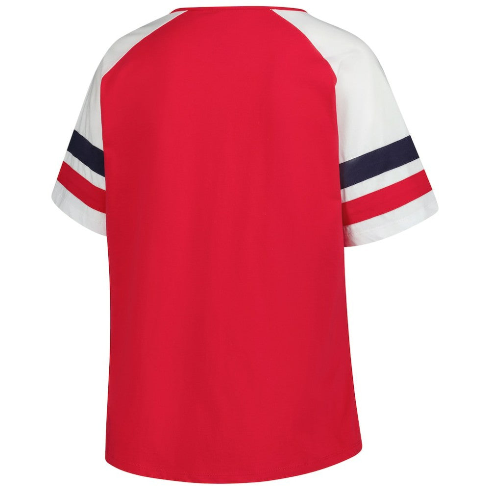 St. Louis Cardinals Profile Women's Plus Sized Arched Notch Neck T-Shirt - Red T-shirts