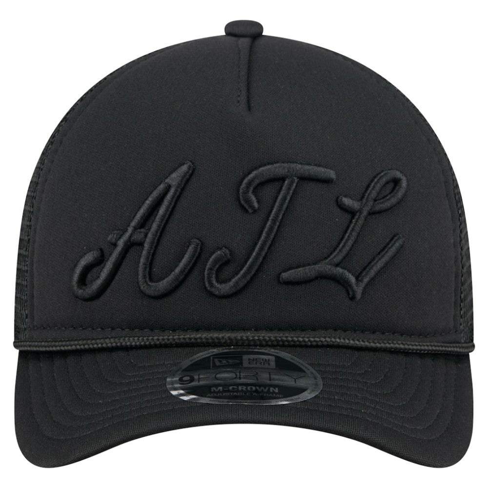 Atlanta Braves New Era City Initial 9FORTY A-Frame M-Crown Adjustable Trucker Hat - Black Hats