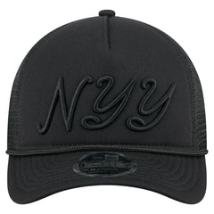 New York Yankees New Era City Initial 9FORTY A-Frame M-Crown Adjustable Trucker Hat - Black Hats