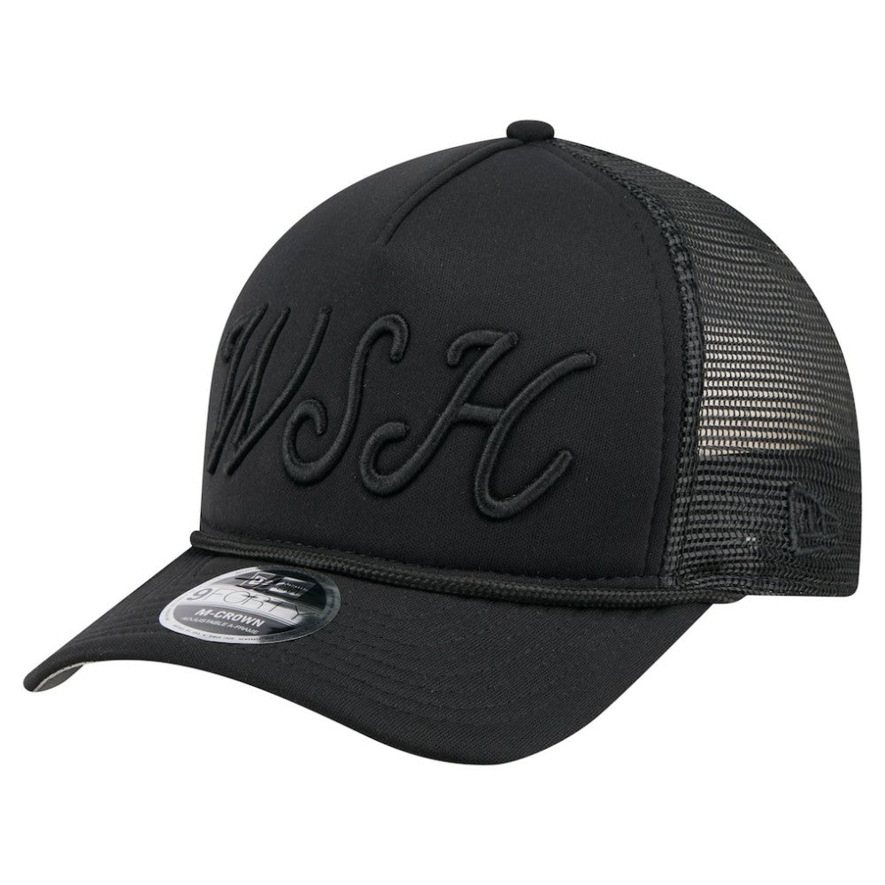 Washington Nationals New Era City Initial 9FORTY A-Frame M-Crown Adjustable Trucker Hat - Black Hats
