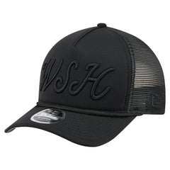 Washington Nationals New Era City Initial 9FORTY A-Frame M-Crown Adjustable Trucker Hat - Black Hats