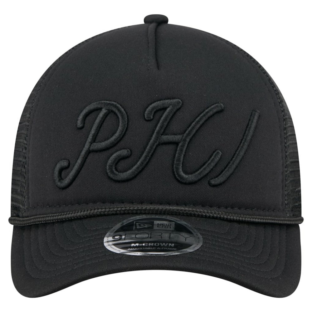 Philadelphia Phillies New Era City Initial 9FORTY A-Frame M-Crown Adjustable Trucker Hat - Black Hats