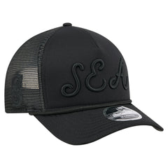 Seattle Mariners New Era City Initial 9FORTY A-Frame M-Crown Adjustable Trucker Hat - Black Hats