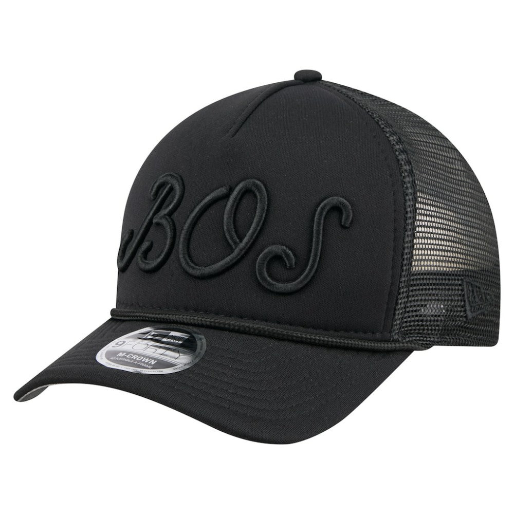 Boston Red Sox New Era City Initial 9FORTY A-Frame M-Crown Adjustable Trucker Hat - Black Hats