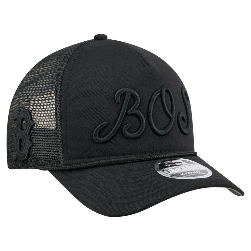 Boston Red Sox New Era City Initial 9FORTY A-Frame M-Crown Adjustable Trucker Hat - Black Hats