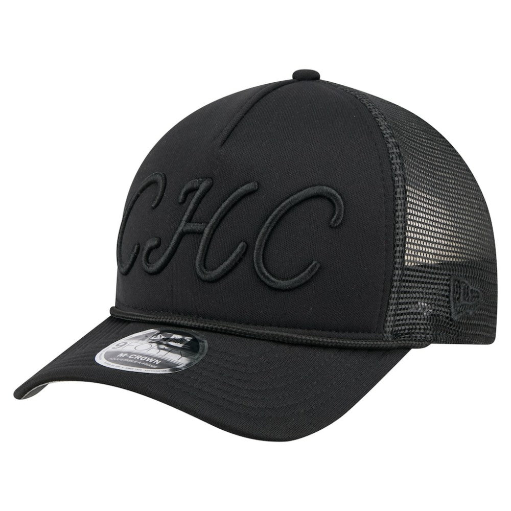 Chicago Cubs New Era City Initial 9FORTY A-Frame M-Crown Adjustable Trucker Hat - Black Hats