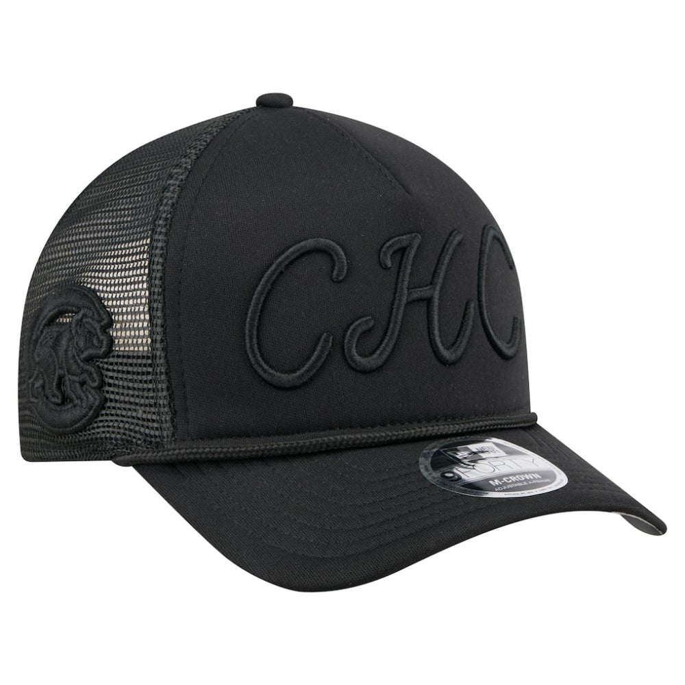 Chicago Cubs New Era City Initial 9FORTY A-Frame M-Crown Adjustable Trucker Hat - Black Hats