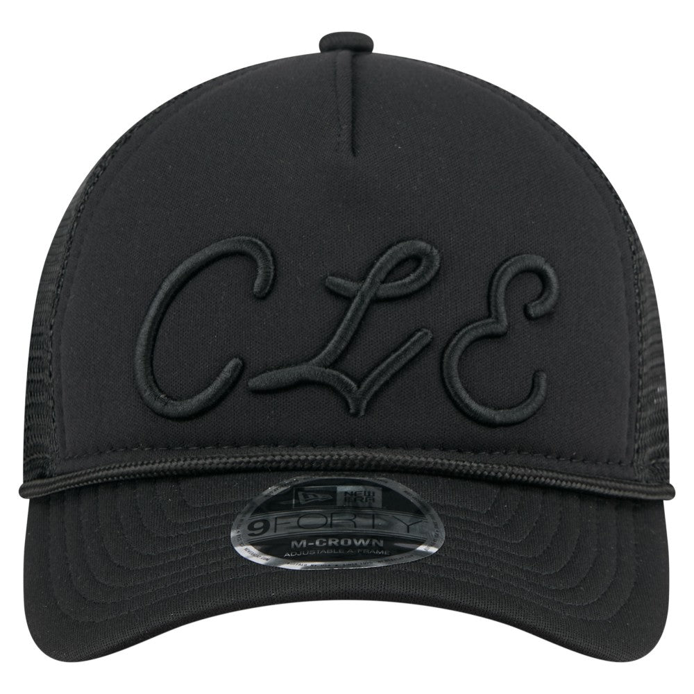 Cleveland Guardians New Era City Initial 9FORTY A-Frame M-Crown Adjustable Trucker Hat - Black Hats