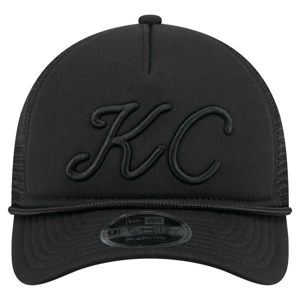 Kansas City Royals New Era City Initial 9FORTY A-Frame M-Crown Adjustable Trucker Hat - Black Hats