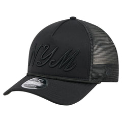 New York Mets New Era City Initial 9FORTY A-Frame M-Crown Adjustable Trucker Hat - Black Hats