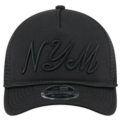 New York Mets New Era City Initial 9FORTY A-Frame M-Crown Adjustable Trucker Hat - Black Hats