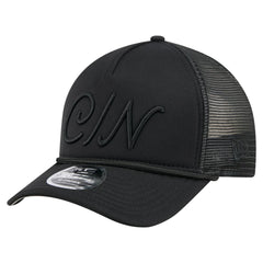 Cincinnati Reds New Era City Initial 9FORTY A-Frame M-Crown Adjustable Trucker Hat - Black Hats
