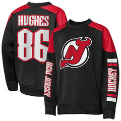 Jack Hughes New Jersey Devils Outerstuff Youth Best Defense Name & Number Crewneck Sweatshirt - Black | US 202598468