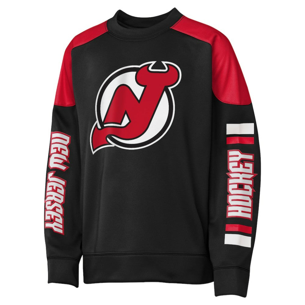 Jack Hughes New Jersey Devils Outerstuff Youth Best Defense Name & Number Crewneck Sweatshirt - Black | US 202598468