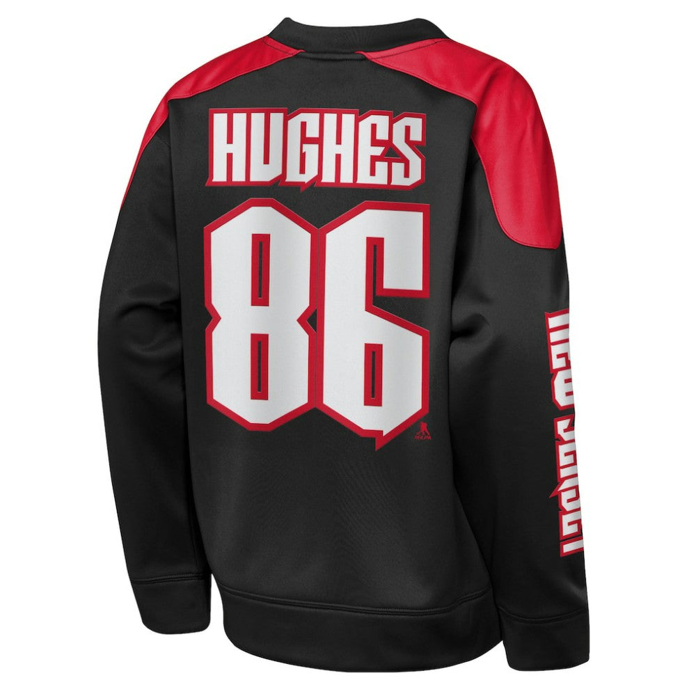 Jack Hughes New Jersey Devils Outerstuff Youth Best Defense Name & Number Crewneck Sweatshirt - Black | US 202598468
