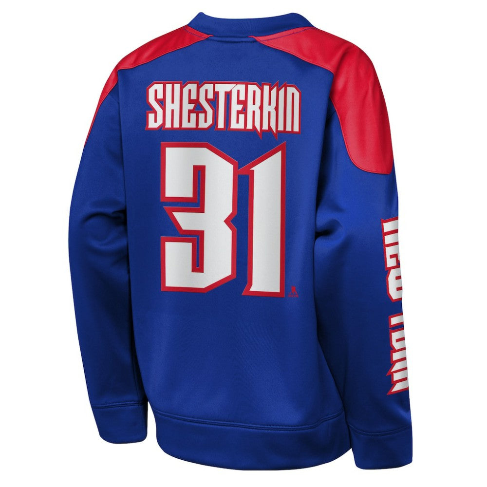 Igor Shesterkin New York Rangers Outerstuff Youth Best Defense Name & Number Crewneck Sweatshirt - Blue | US 202598469