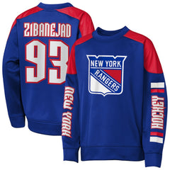 Mika Zibanejad New York Rangers Outerstuff Youth Best Defense Name & Number Crewneck Sweatshirt - Blue | US 202598470