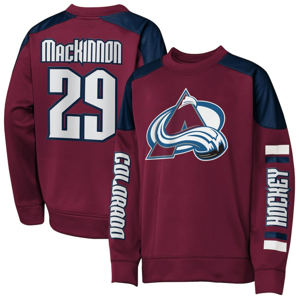Nathan MacKinnon Colorado Avalanche Outerstuff Youth Best Defense Name & Number Crewneck Sweatshirt - Burgundy | US 202598473