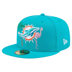 Miami Dolphins New Era State Stitch 59FIFTY Fitted Hat - Aqua Hats