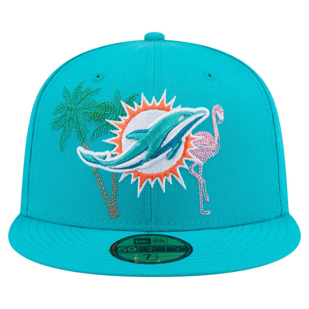Miami Dolphins New Era State Stitch 59FIFTY Fitted Hat - Aqua Hats