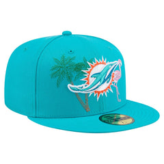 Miami Dolphins New Era State Stitch 59FIFTY Fitted Hat - Aqua Hats