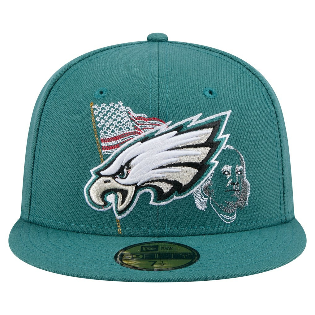 Philadelphia Eagles New Era State Stitch 59FIFTY Fitted Hat - Midnight Green Hats