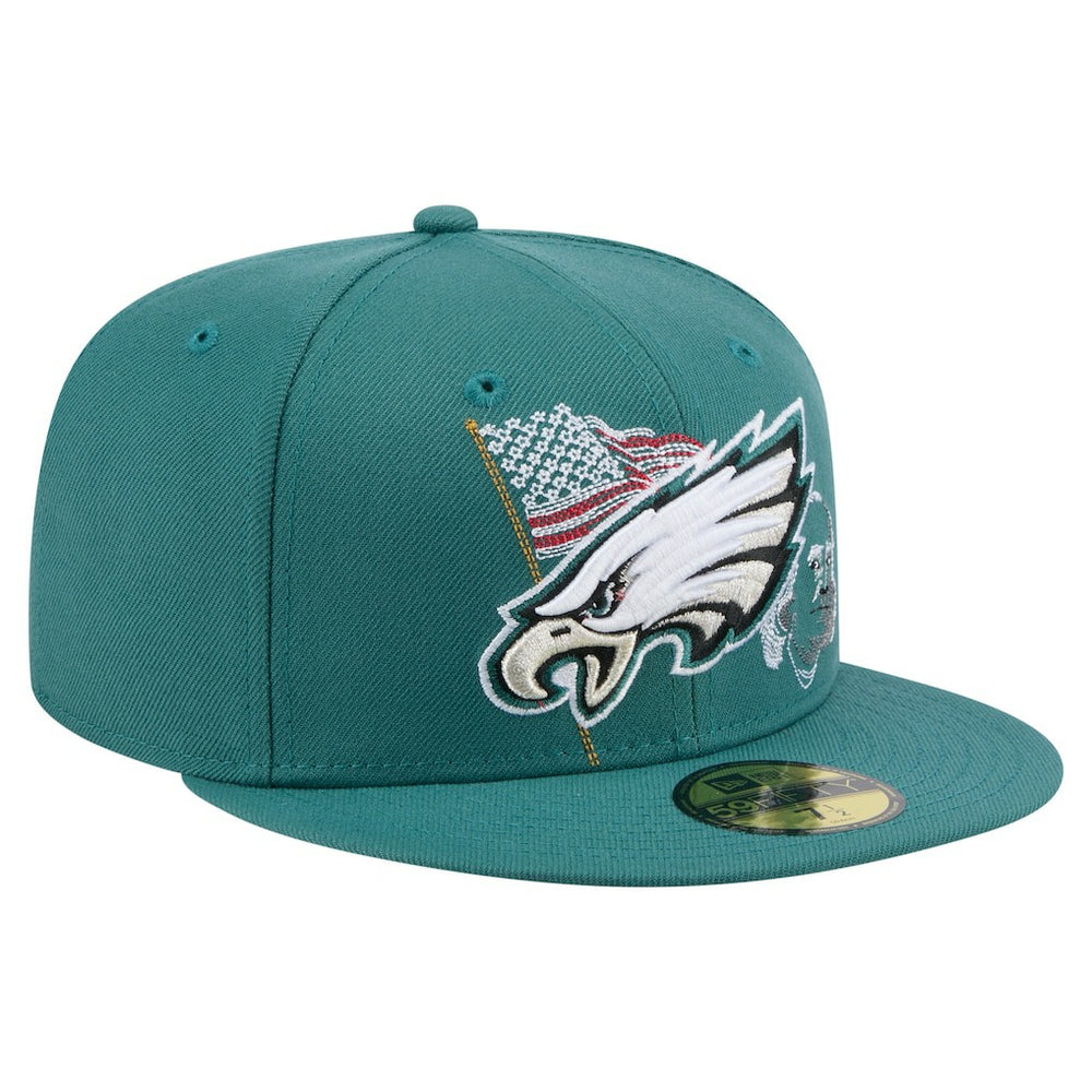 Philadelphia Eagles New Era State Stitch 59FIFTY Fitted Hat - Midnight Green Hats
