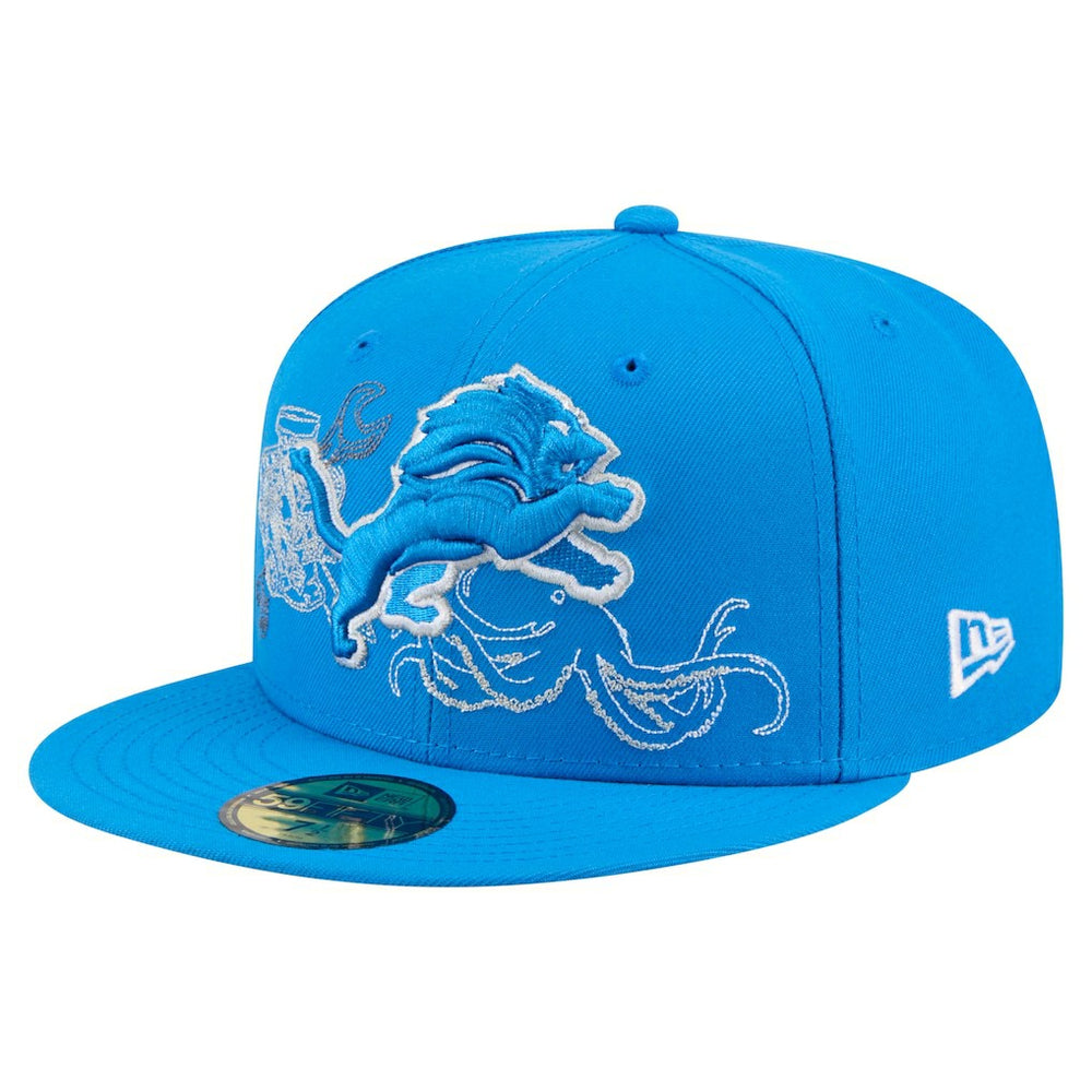 Detroit Lions New Era State Stitch 59FIFTY Fitted Hat - Blue Hats
