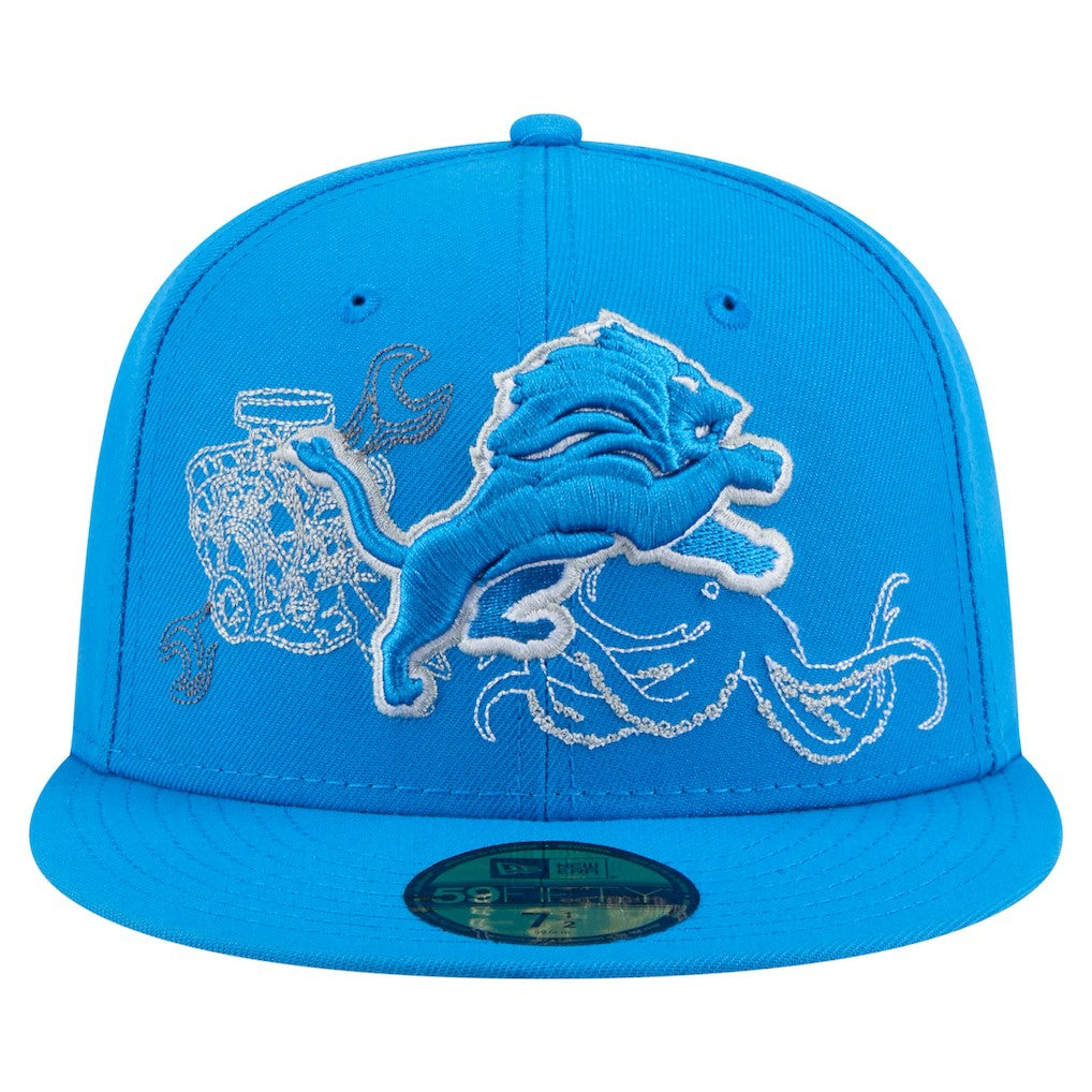Detroit Lions New Era State Stitch 59FIFTY Fitted Hat - Blue Hats