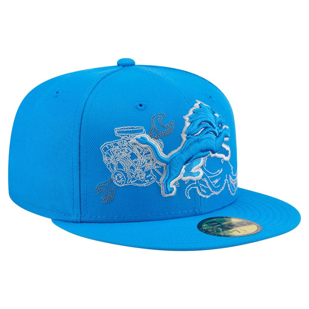 Detroit Lions New Era State Stitch 59FIFTY Fitted Hat - Blue Hats