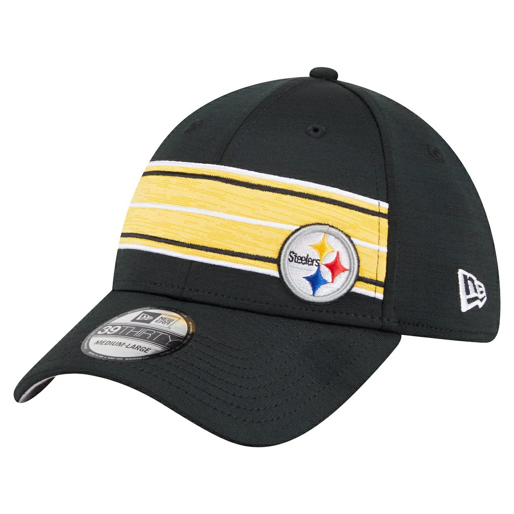 Pittsburgh Steelers New Era Stripes 39THIRTY Flex Hat - Black Hats