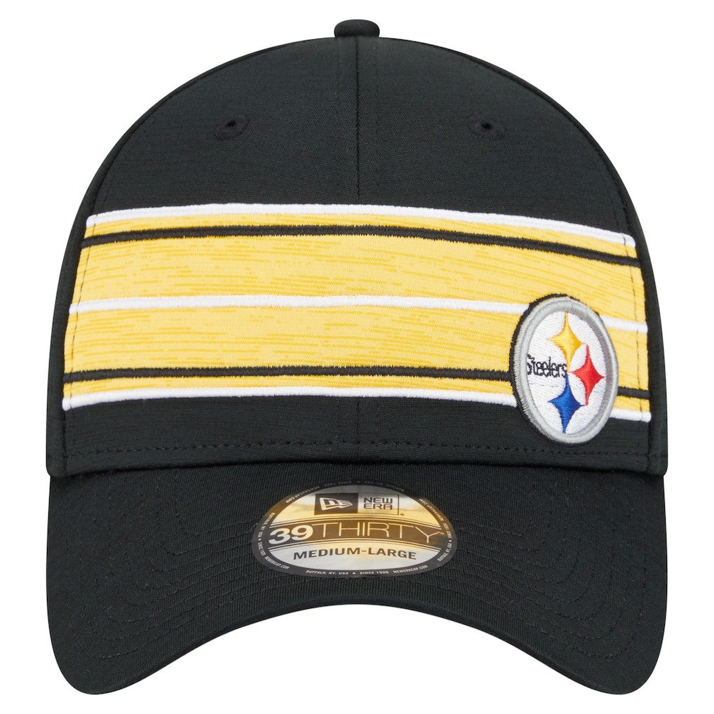 Pittsburgh Steelers New Era Stripes 39THIRTY Flex Hat - Black Hats