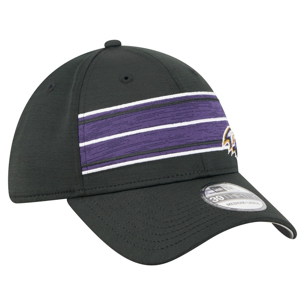 Baltimore Ravens New Era Stripes 39THIRTY Flex Hat - Black Hats