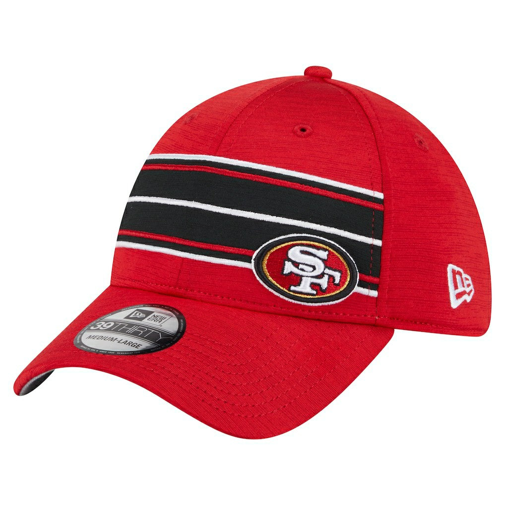 San Francisco 49ers New Era Stripes 39THIRTY Flex Hat - Scarlet Hats