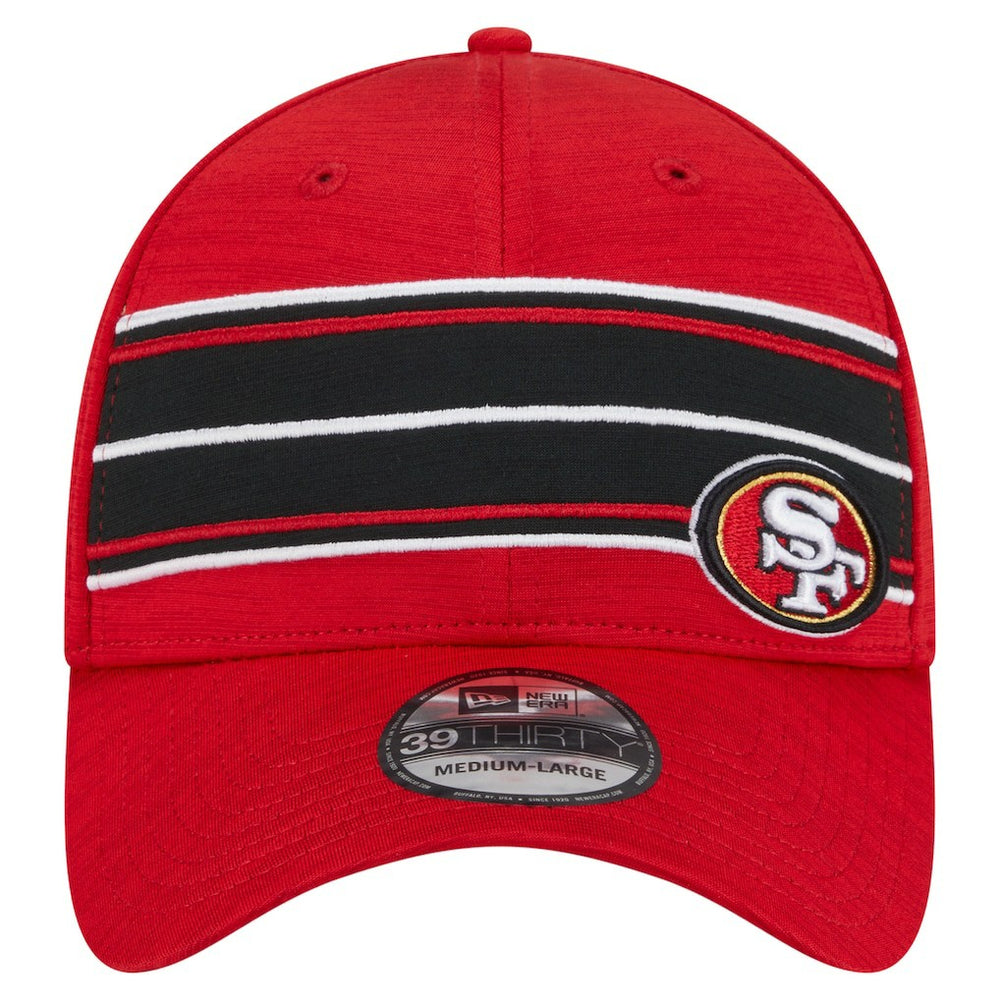 San Francisco 49ers New Era Stripes 39THIRTY Flex Hat - Scarlet Hats