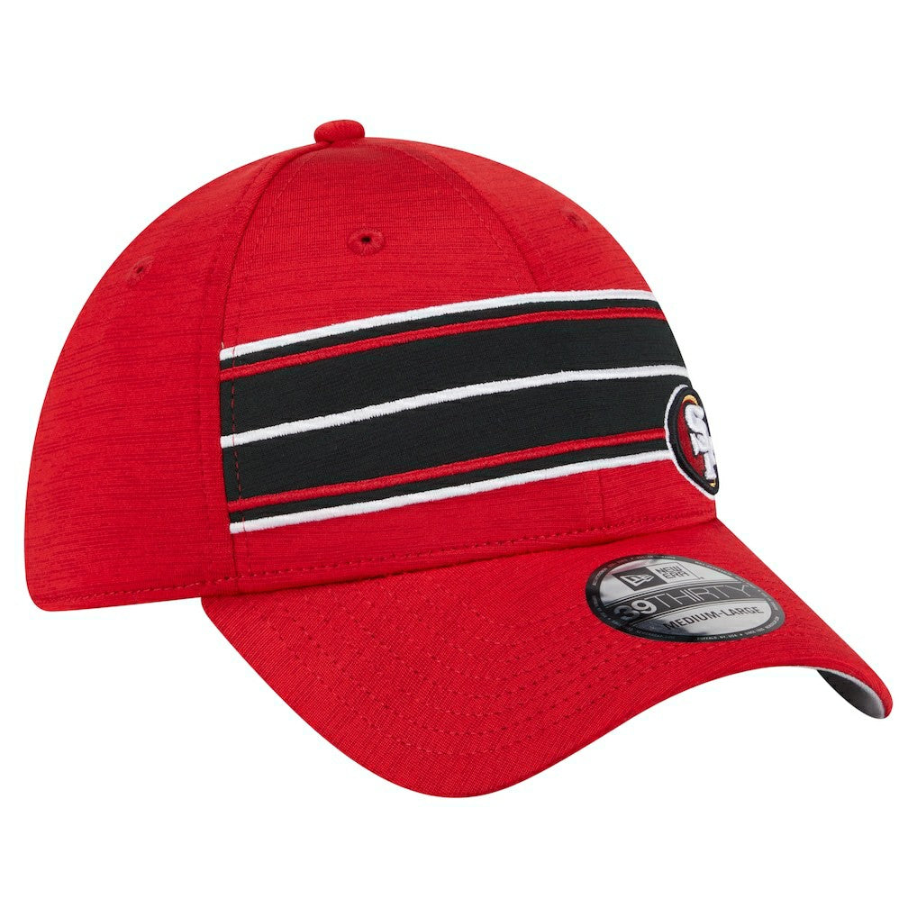 San Francisco 49ers New Era Stripes 39THIRTY Flex Hat - Scarlet Hats
