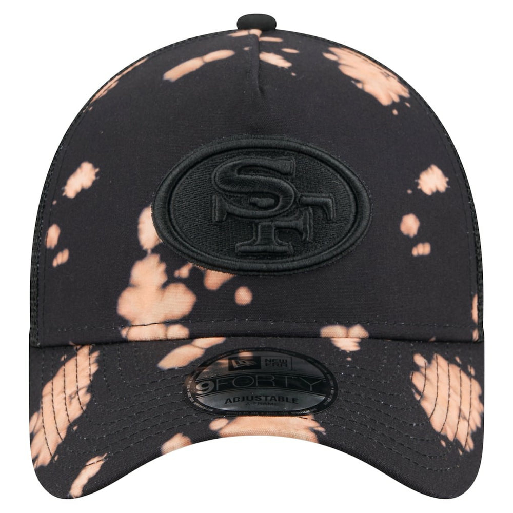 San Francisco 49ers New Era Bleached 9FORTY A-Frame Adjustable Hat - Black Hats