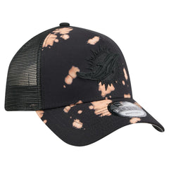 Miami Dolphins New Era Bleached 9FORTY A-Frame Adjustable Hat - Black Hats