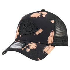Kansas City Chiefs New Era Bleached 9FORTY A-Frame Adjustable Hat - Black Hats
